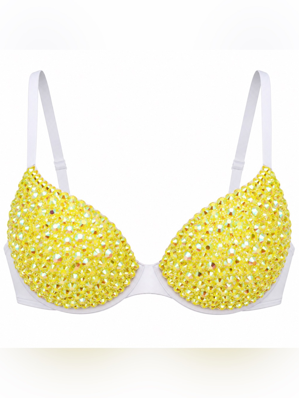 Yellow AB Iridescent Jelly Rhinestone Sparkly Bra Limited Special